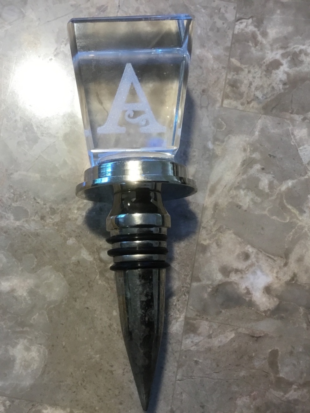 Personalized Clear Wine Bottle Stopper Letter “A”